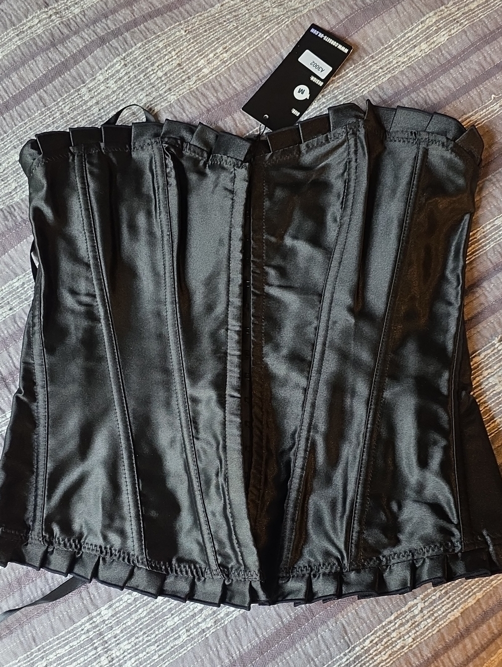 Black Satin Corset Bustier Shapewear - Classic Waist-Sculpting Strapless - Picture 1 of 3